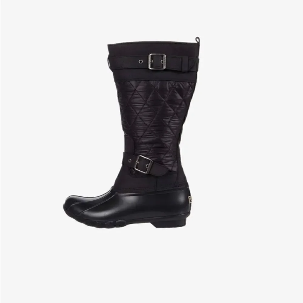 Sperry Saltwater Tall Buckle Nylon Quilt black size 5